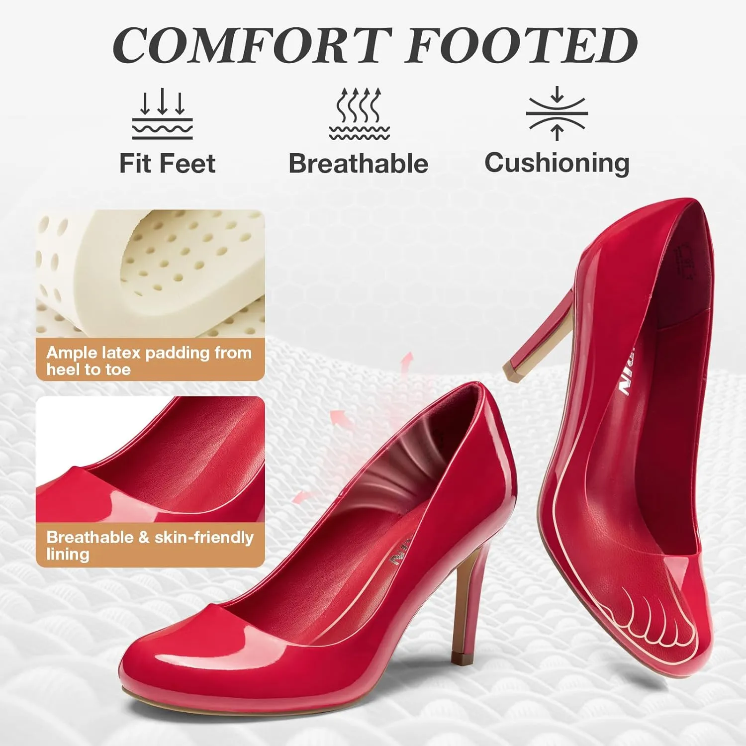 ZURIN Women's Round Toe Comfortable Stiletto Heels Closed Toe Dress Pumps Shoes for Wedding Work Office Business